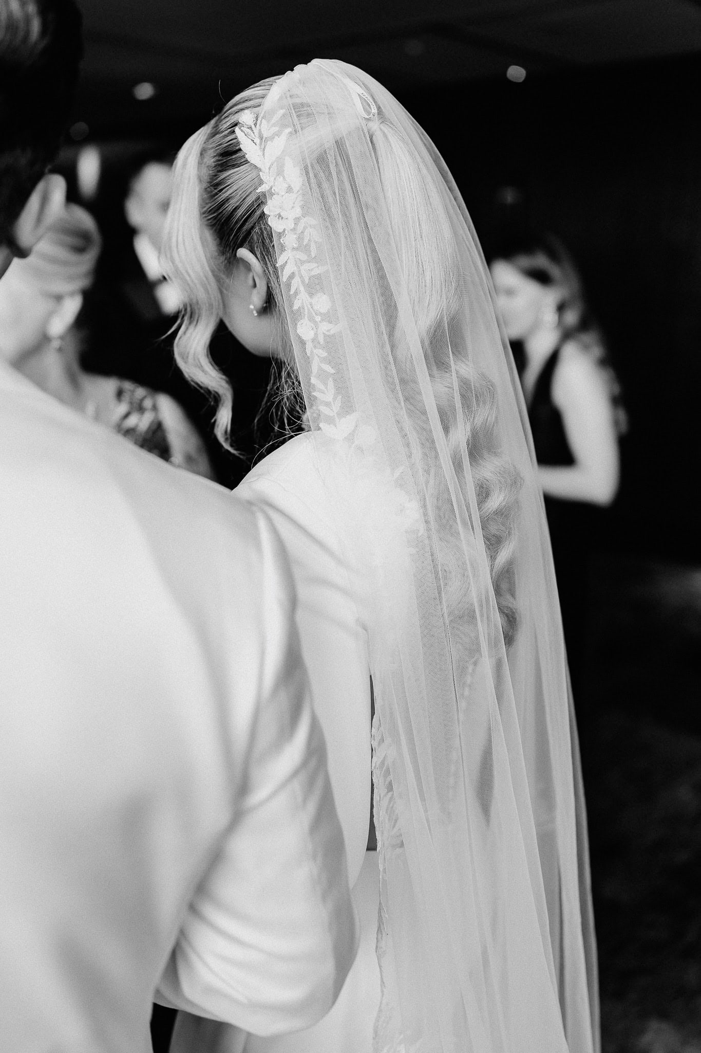 Bride with veil, editorial wedding photography detail